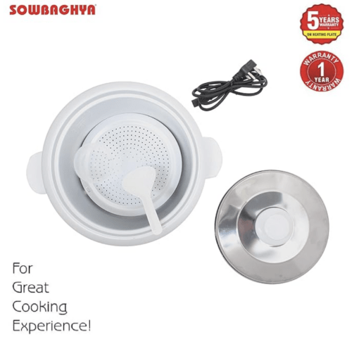 SOWBAGHYA Annam Plus 2.8 L Rice Cooker, White | Digital Rice Cooker | with Steam & Rinse Basket | Stainless Steel | One-touch Operation and Keep Warm Function - Image 2